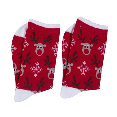 

Womens Mens Xmas Socks Cotton Soft Thick Socks Snowman Snowflake Deer Print
