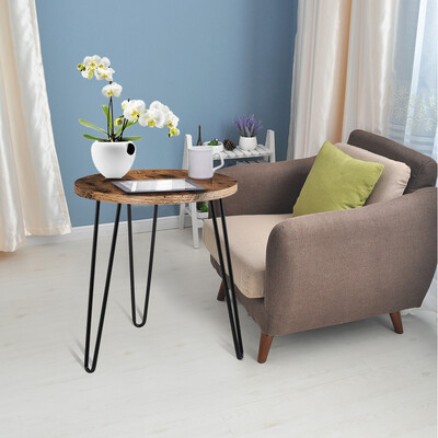 

Gobestart Simple Round Iron Coffee Table Bedroom Retro End Table Home Telephone Table