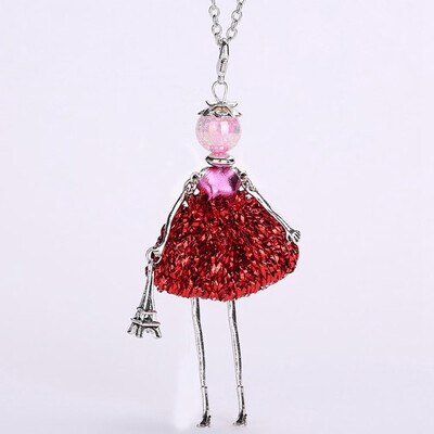 

New Mode Style Cute Silver Color Debris Doll Long Chain Necklaces For Women Hot Brand Wings Girls Angel Pendant Metal Jewelry