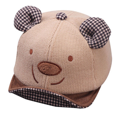 

Boys Girls Children Ball Caps Hats Adjustable Sun Protection Cartoon Bear Print Casual Visors