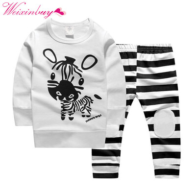 

Sports suit boy girl autumn childrens sweatshirts clothing toddler Striped Long-sleeved T-shirt Trousers For 0M-24M Baby