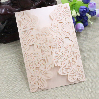 

1Set10Pcs Wedding Invitations Set Vertical Laser Cut Heart Invitations Cards Kits for Wedding Bridal Shower Birthday Graduation