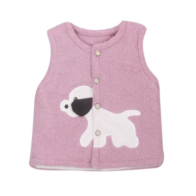 

Autumn Cartoon Baby Boys Girls Vest Lamb Quilted Single-Breasted Children Cartoon Puppy Patch Candy Color Vests