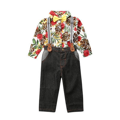 

Kids Baby Boys Bow Tie Tops RomperBraces Pants Gentleman Outfit Clothes Suit