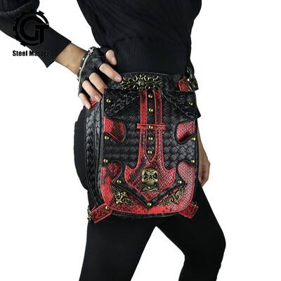 

steel master Reteo Womens Waist Bag Punk PU Leather Fanny Packs Gothic Waist Bags