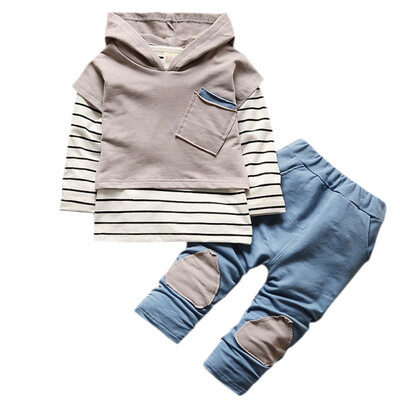 

hooded set baby boys clothing set children hoodies pants striped winter warm clothes boys girls sets 2017 autumn new arrival