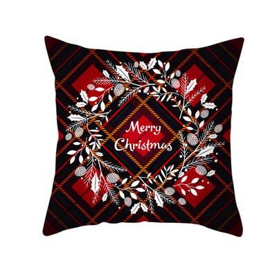 

177in Double-sided Decorative Christmas Theme Checked Throw Pillow Case Red Green Black Plaid Cushion Cover for Sofa Car Home