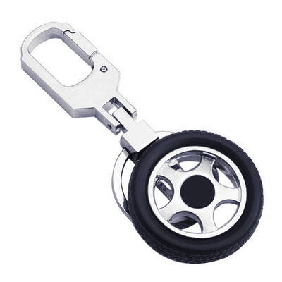 

3D Tire Shaped Pendant Keychain Metral Waist Hanging Car Keyrings Key Holder Decor Accessories
