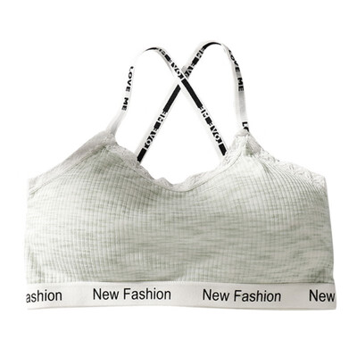 

Letter Print Sexy Bra Women One Piece Wireless Removable Padded Bra Lace Bralette Crop Top Push Up Bra Underwear Women