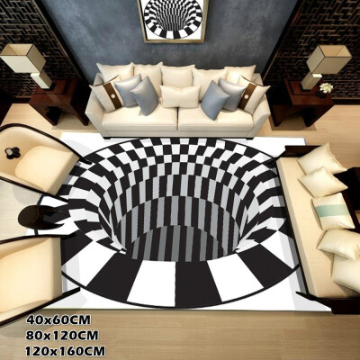 

3D Carpets Luxury Rug Optical Illusion Non Slip Bathroom Living Room Floor Mat 3 sizes