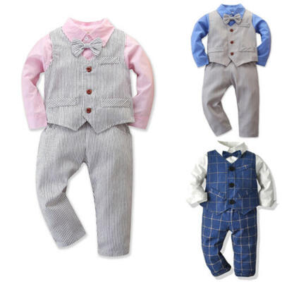 

US Toddlers Kids Baby Boys Party Formal Tuxedo Suit Gentleman Outfits Clothes