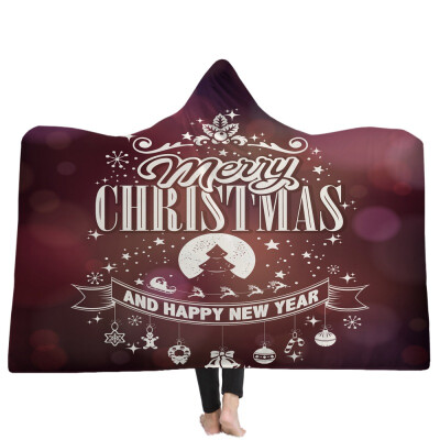 

Merry Christmas Hooded Blanket Fleece Wearable Throw Blanket Christmas Gift New Year Gift Soft Warm Decoration Home Textile