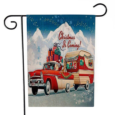 

Merry Christmas Red Truck with Gifts Double Sided Winter Garden Flag