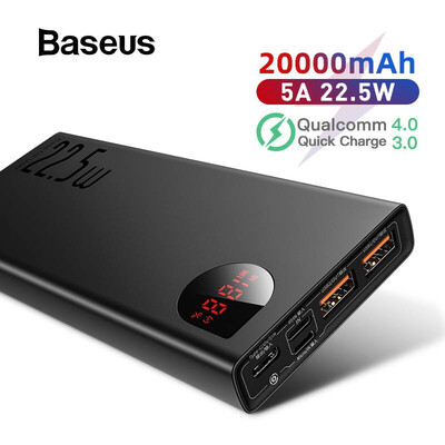 

Baseus SCP Adaman Metal Digital Display Quick Charge 20000mAh Power Bank for iPhone 11HuaweiSamsungXiaomi with QC30PD30