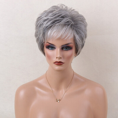 

ELEMENT Synthetic Short Human HairSynthetic Blend Wigs for Black Women Pixie Cut Side Parting Short Straight 18613