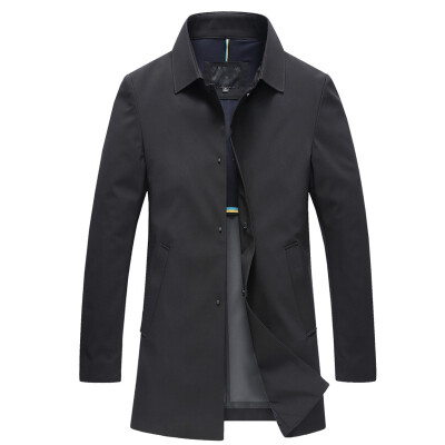

Myronson mens 2019 autumn new mens long section windbreaker lapel Slim business casual windproof jacket