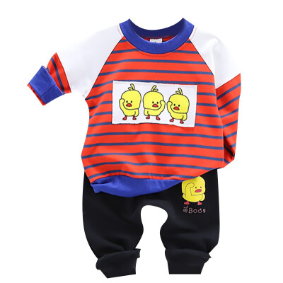 

Autumn Baby Boys Girls Long Sleeve Cartoon Duck Sweatshirt TopsPants Trouser Costume Set Baby Cute Clothes