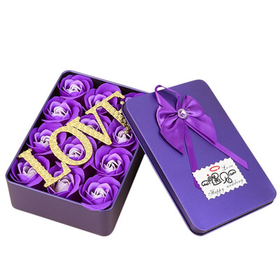 

12pcs Valentines Day Artificial Flowers Perfume Roses Flower Iron Storage Box Gift For Anniversary Gifts For Wedding Decoration