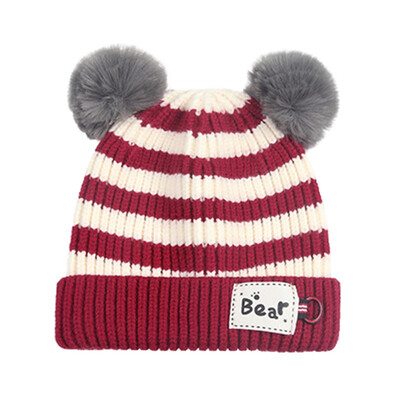 

2pcs Infant Baby Winter Striped Hat Scarf Set For Baby Girls Boys Children Hat Collar Suit Knit Hat Baby Warm Hat Scarf Set