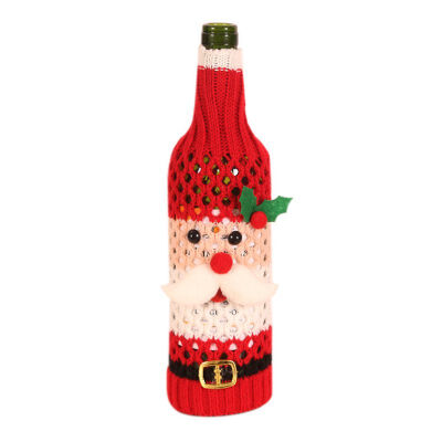 

Festival Dinner Table Decoration Knitted Wine Bottle Cover Christmas Santa Claus Snowman Pattern Wine Bottle Bags