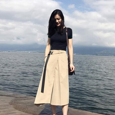 

Summer Womens New Style Elegant Fashion Design Solid O-Neck Short SleeveSleeveless T-ShirtBelted Long Skirt 2 Pieces Set