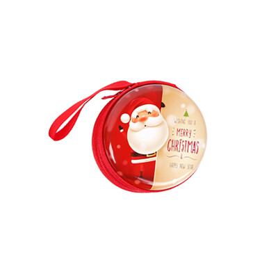 

Toponeto Santa Claus Snowman Tinplate Change Round Creative Coin Headphones Storage Box