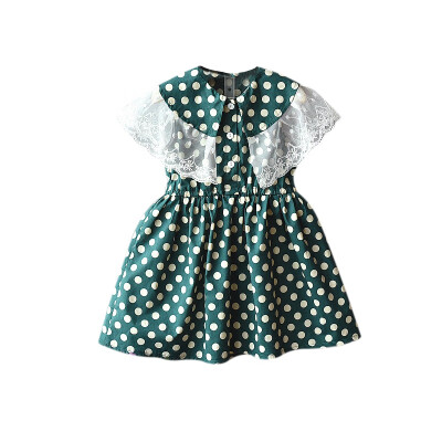 

Summer Baby Girls Polka Dot Pattern Sleeveless Lace Design Dress