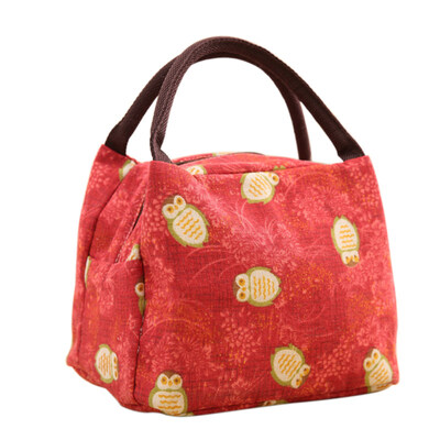 

Cute Owl Print Thermal Insulation Office Picnic Food Bento Lunch Tote Bag Pouch