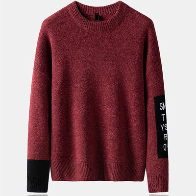 

Gobestart Mens New Fashion Autumn Winter Casual Stitching Color Sweater Thermal T-shirt
