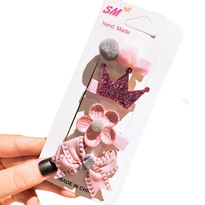 

4 Pcs Hair Pin Childrens Hair Accessories Baby Hairpin Set Combination Princess Cute Kids Baby Hair Card Head wear