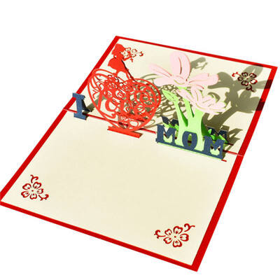 

I Love Mom Paper Carving 3D Pop-Up Greeting Cards with Matching Envelope for Mothers Day