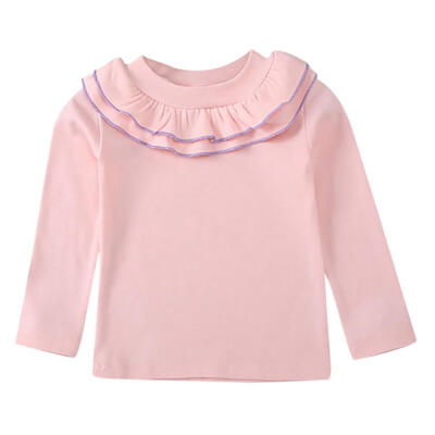 

New Autumn Baby Girl Long Sleeve Cotton T-Shirts Kids Solid Printed Tops Tees Casual Blouse