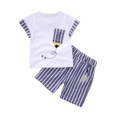 

Newborn Baby Boy Clothes Set Cartoon Short Sleeve Vest Stripe Shorts Baby Clothes Set Comfortable Casual Summer Baby Boy Set