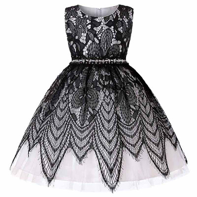 

Children Girl Princess Wedding Sleeveless Dress Cute 3-8T Lace Floral Party Flowers Dresses