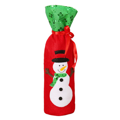 

Christmas Red Wine Bottle Covers Sequin Embroidery Santa Claus Snowman Elk Red Wine Bottle Covers