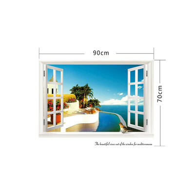 

Removable Beach Sea 3D Window Scenery Wall Sticker Home Decor Decals Mural Waterproof Art Wall Paper Poster