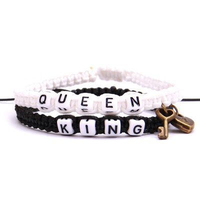 

King Queen Manual Weaving Lock Cylinder Key Pendant Bracelet Unisex Pair Bracelet Hot Gift