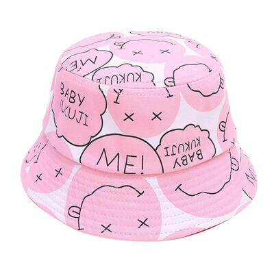 

Autumn Baby Boys Girls Toddler Cartoon Letter Printed Bucket Hats Caps Reversible Sun Headwear