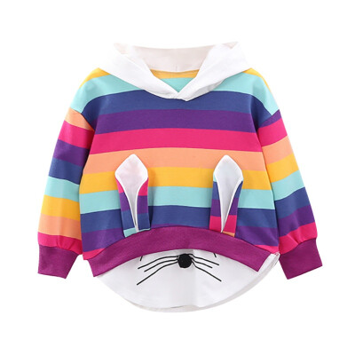 

Baby Girls Clothes Kid Girl Long Sleeve Cartoon Stripe Hoodie Sweatshirt Toddler Outerwear Coat Clothes Outfit Spring Autumn