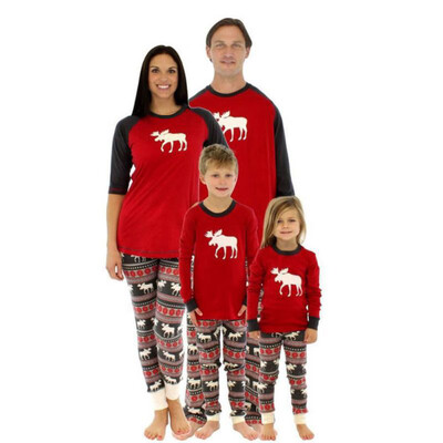 

New Christmas Family Matching Pajamas Set Women Casual Xmas Sleepwear Male Nightwear