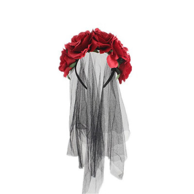 

Halloween Flower Headbands With Gauze Costume Hair Hoop Makeup Party Headpiece Halloween Party Fancy Decor nm