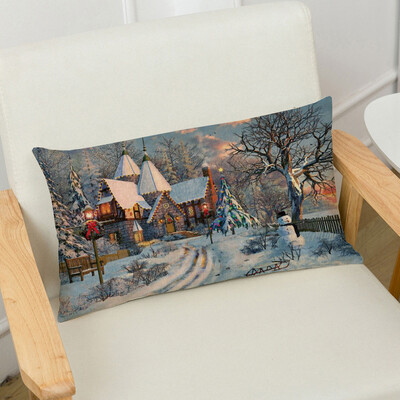 

〖Follure〗Merry Christmas Linen Pillow Cases Sofa Rectangle Cushion Cover Home Decoration