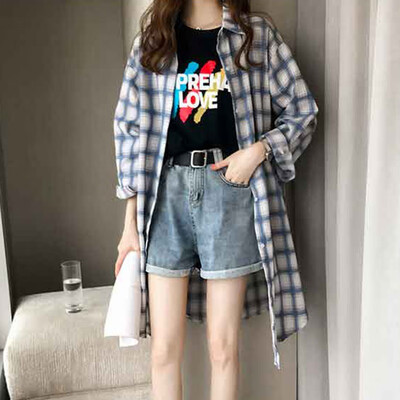 

Women Fashion Plaid Long Blouses Tops Women Autumn Casual Loose Shirts Female Boyfriend Style Long Sleeve Shirt