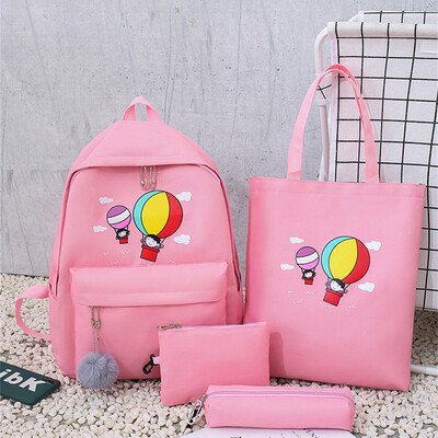 

Tailored Cartoon Alphabet Student Backpack Casual Large Capacity Travel 4 Piece Set