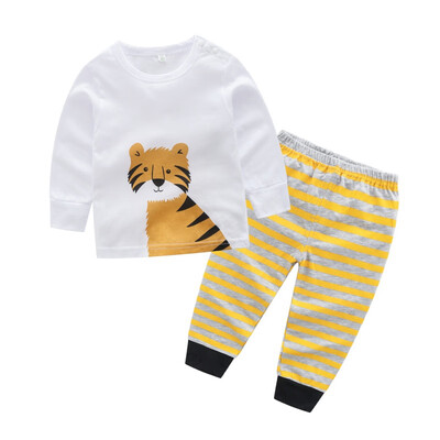 

Newborn Cartoon Print Cotton Long Sleeve T-shirtLong Pants Suit New Autumn Toddler Baby Sets Baby Clothing 0-2Y