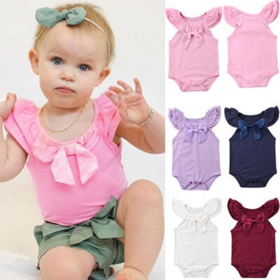 

Cute Newborn Baby Shower Girl Romper Bodysuit Jumpsuit Outfits Sunsuit Clothes Bowknot flyover jumper Bowknot Flyover Jumper