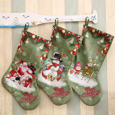 

Christmas Stocking Snowman Santa Elk Christmas Gift Bag Holder Mini Sock Candy Gift Bag Xmas Tree Hanging Decor Ornament