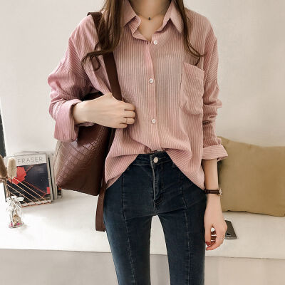 

2019 Spring Autumn Women Blouse Long Sleeve Work Shirts Women office Tops Striped Blouse