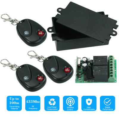 

433Mhz DC 12V 2CH Universal 10A Relay Wireless Remote Control Switch Receiver Module&5PCS 2 Key RF 433 Mhz Transmitter Remote