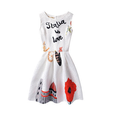 

Children Girls Princess Dress Sleeveless Kids Dresses For Girls Printed Casual Children Clothing Vestido Infantil 8-13Y